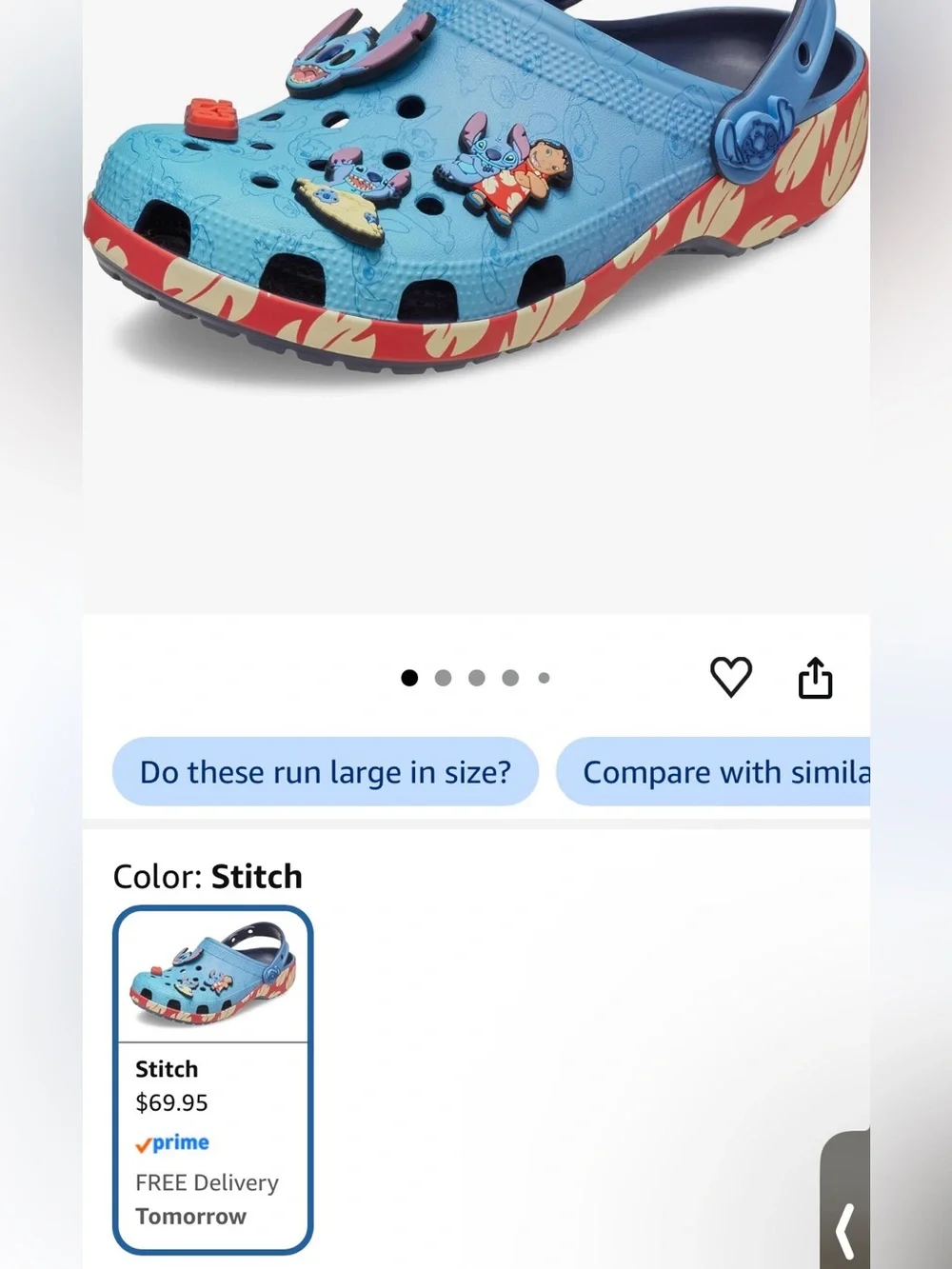 🛸 New! CROCS X Disney Stitch Clog Sandals with Charms Womens 8/Youth 6